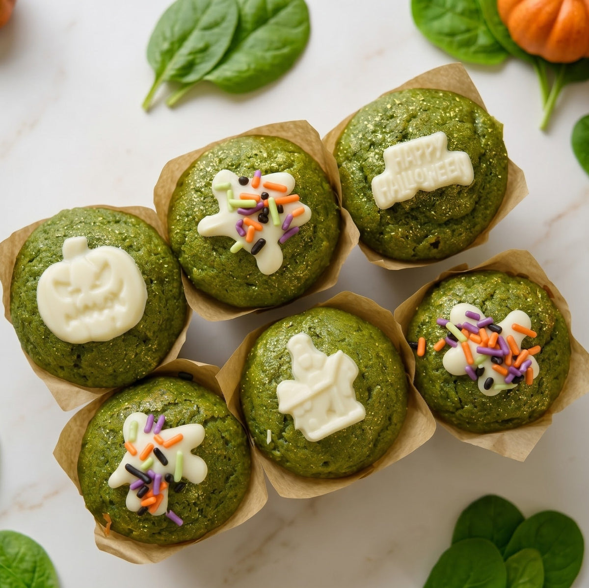 6 Pack - Green Vanilla Halloween Muffins