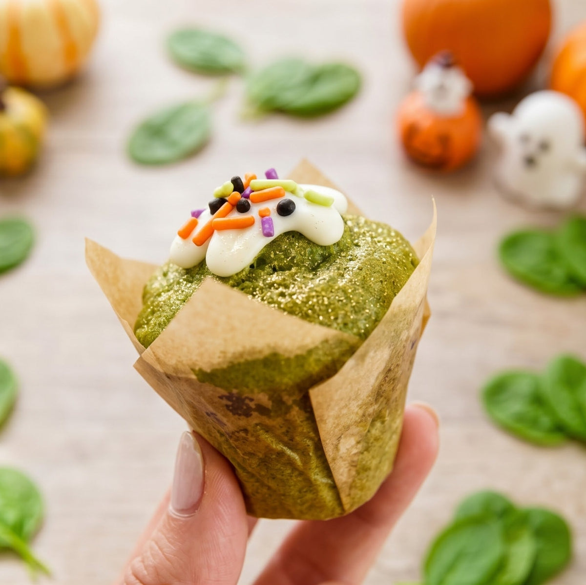 12 Pack - Green Vanilla Halloween Muffins