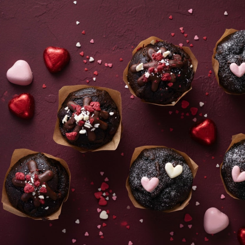 Valentines Double Chocolate Muffins- 6 pack (Port + Manhasset Delivery or Pickup)